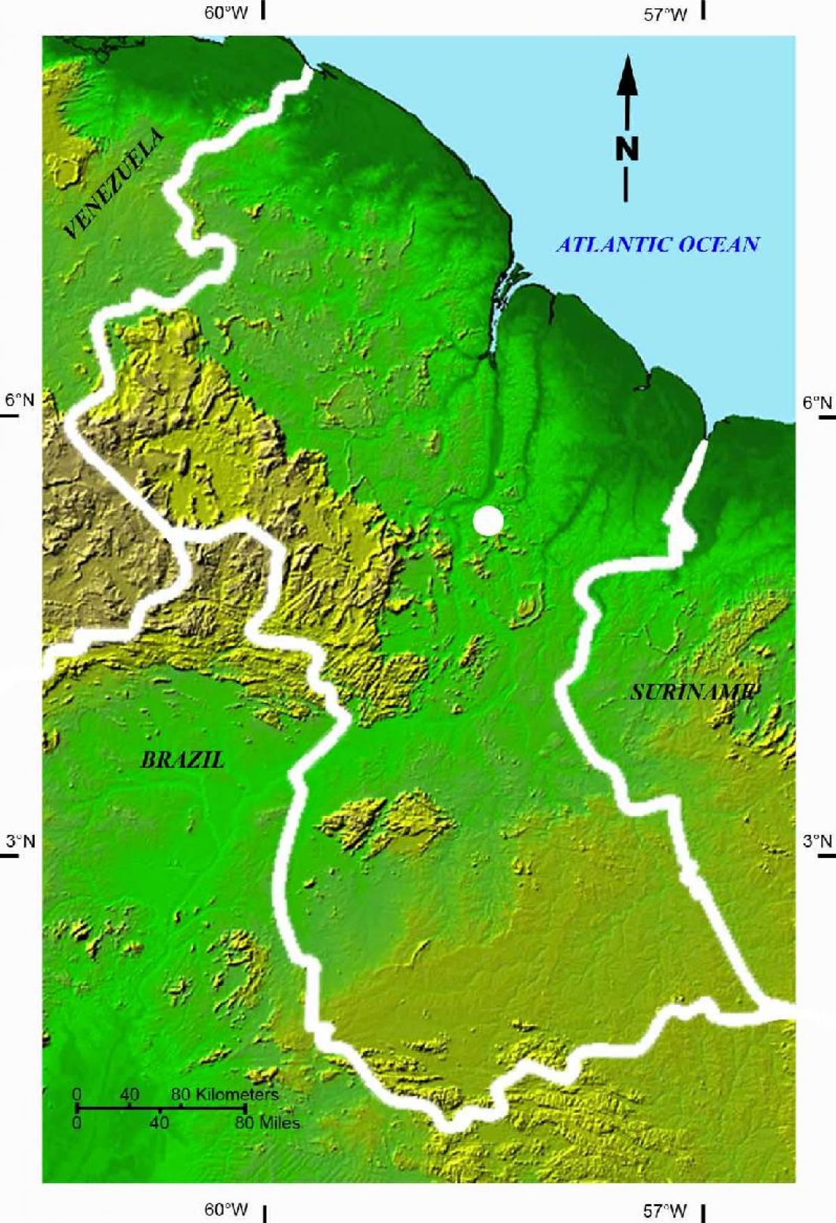 kart av satellitt kart over Guyana
