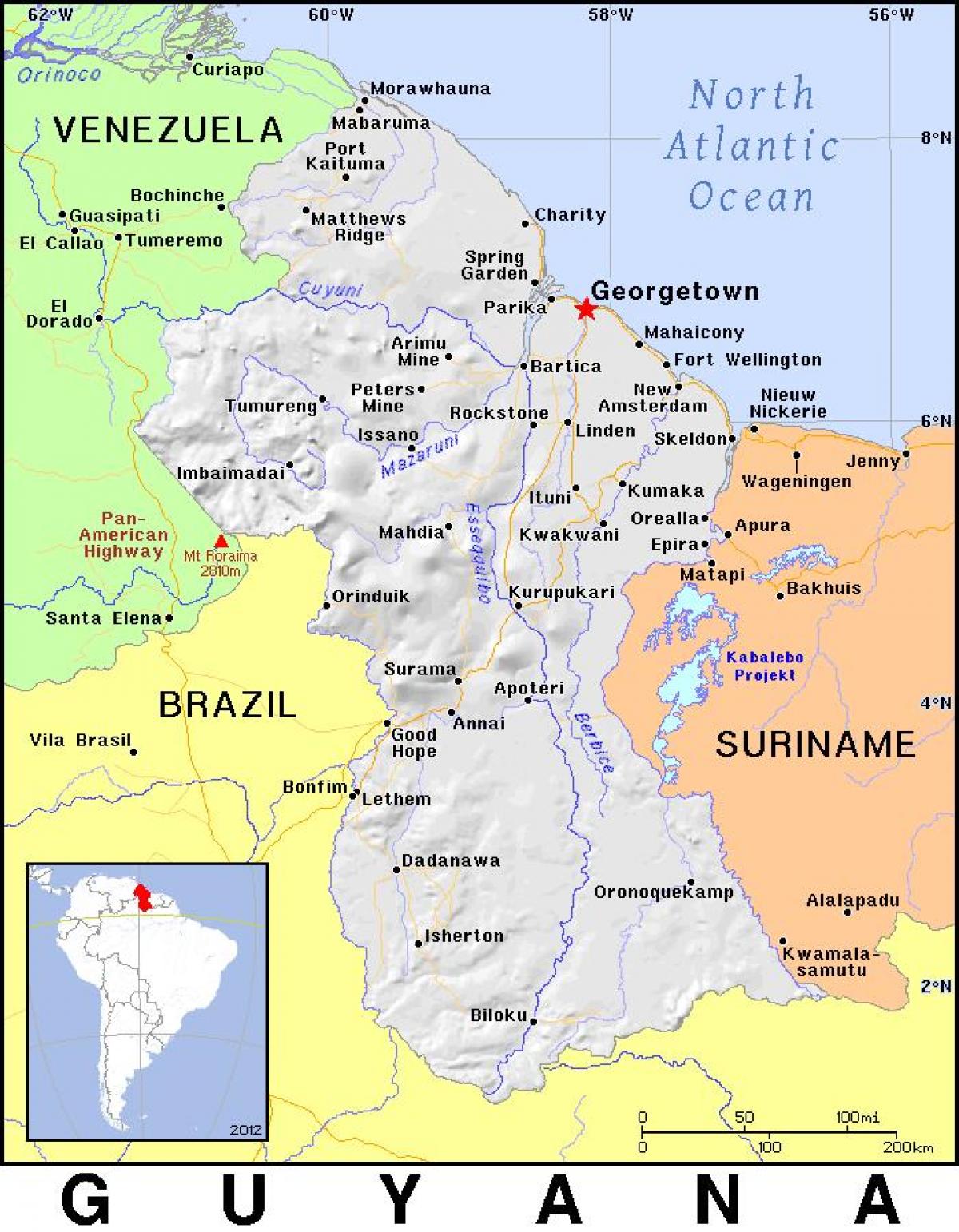 kart over Guyana land