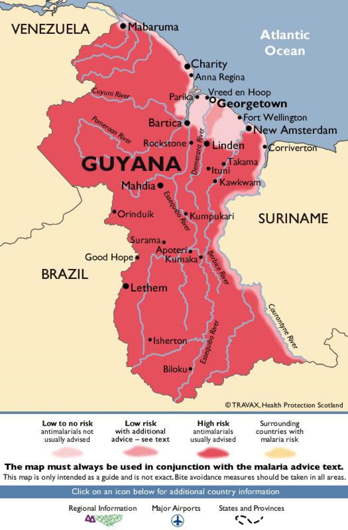 kartet av Guyana