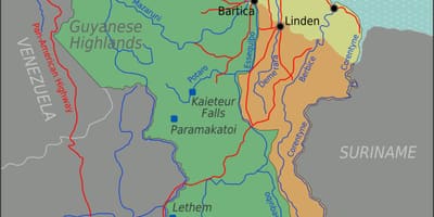 Østkysten demerara Guyana kart