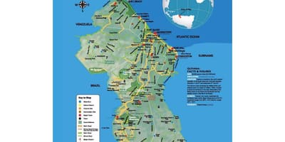 Kart over kart som viser hvordan amerindians kom til Guyana